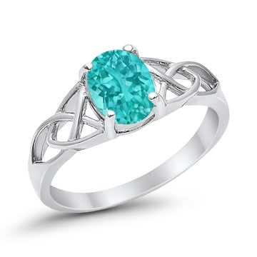 Art Deco Halo Wedding Ring Simulated Paraiba Tourmaline CZ 925 Sterling Silver
